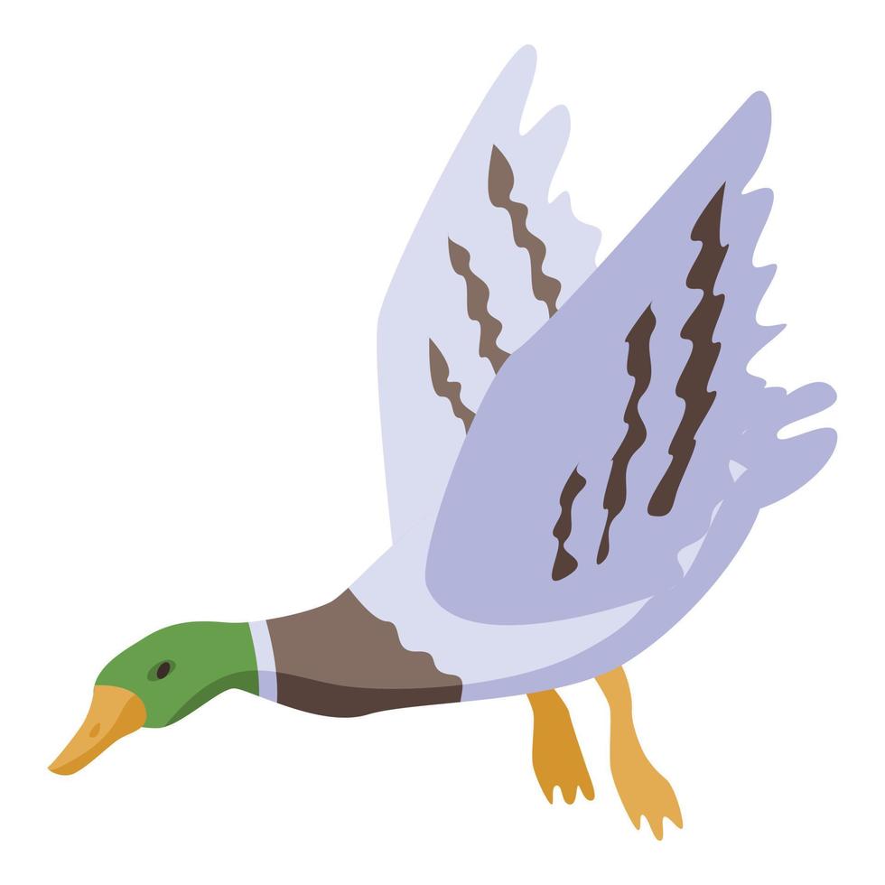 icône de canard sauvage volant, style isométrique vecteur