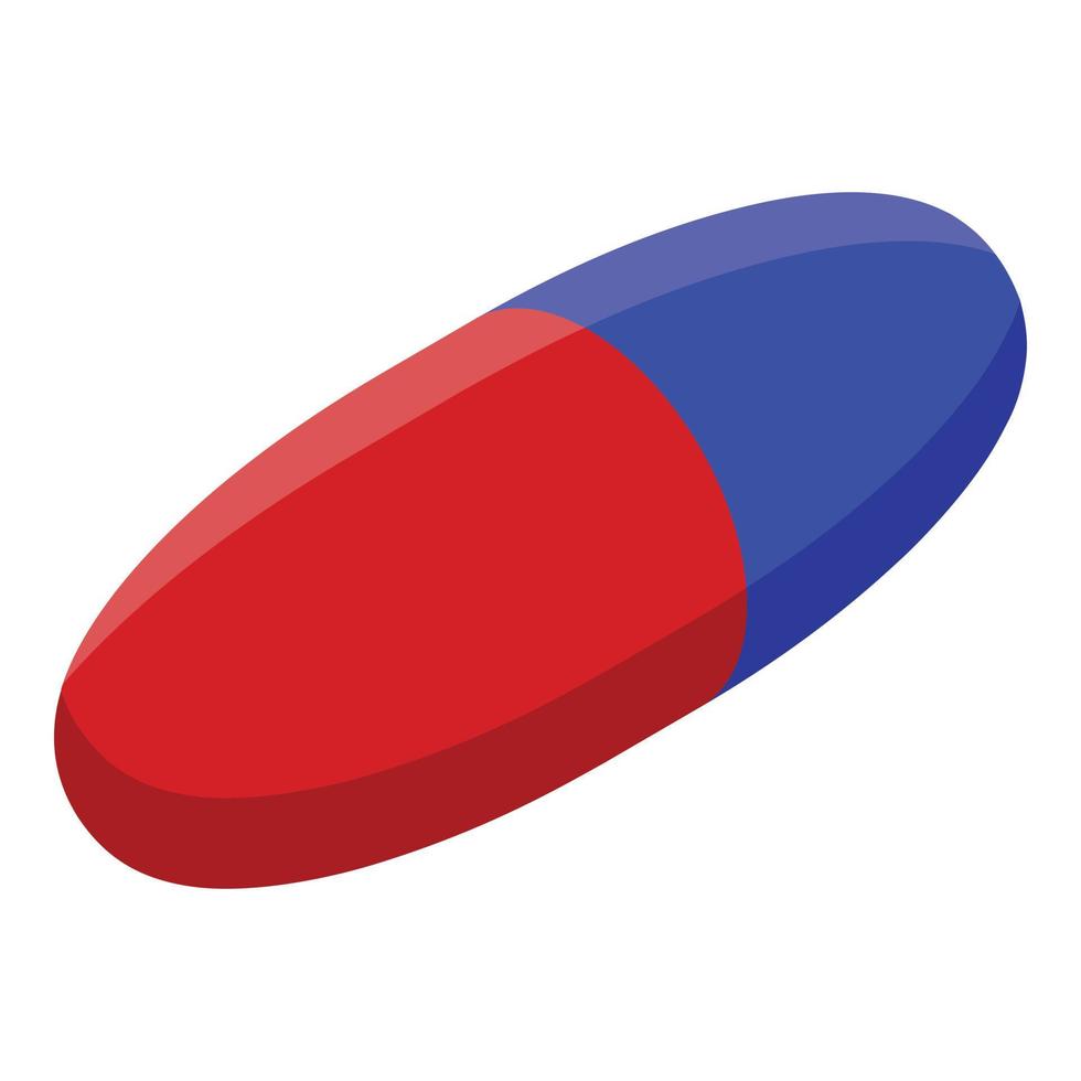 icône de capsule bleue rouge, style isométrique vecteur