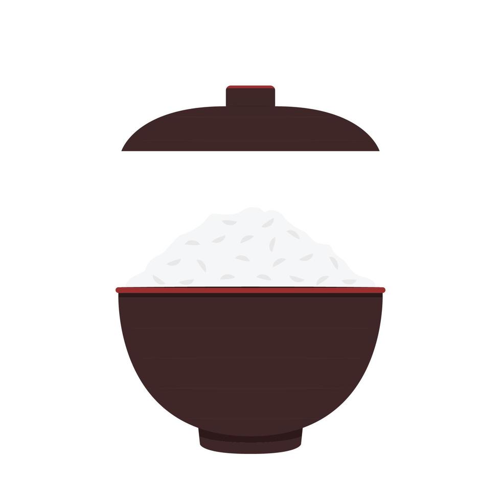 riz dans le bol. stock de vecteur de riz cuit dans un bol en céramique. riz japonais.