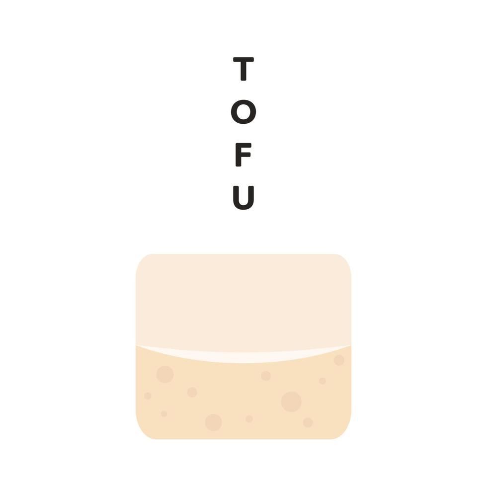 vecteur de tofu blanc. style de dessin animé de tofu isolé sur fond blanc. alimentation végétarienne, alimentation saine.
