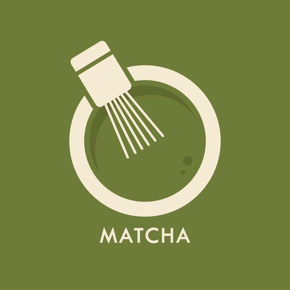 vecteur de logo de coupe de matcha. vecteur de thé vert. fond d'écran. espace libre pour le texte. symbole.