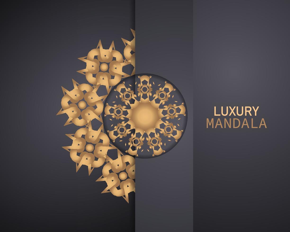 modèles de cartes d'invitation avec motif or et cristaux couleur fond de mandala de luxe avec motif arebesque doré style oriental islamique arabe. mandala décoratif de style ramadan, bannière de flyer vecteur