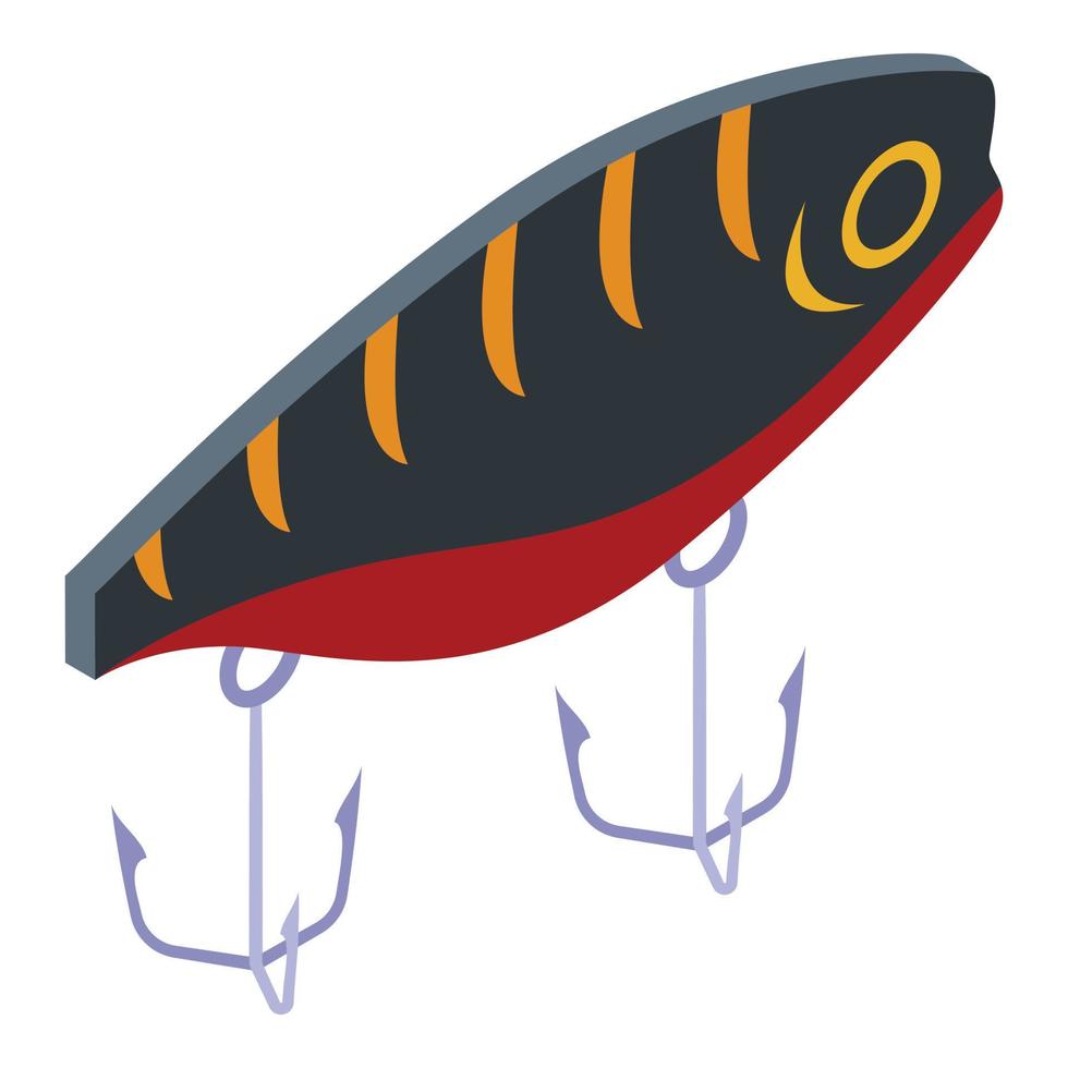 branchez l'icône de leurre de poisson, style isométrique vecteur