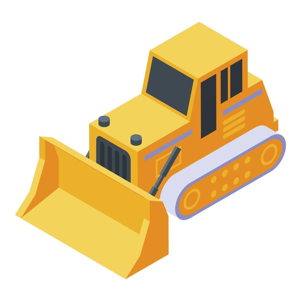 icône de bulldozer cawler, style isométrique vecteur