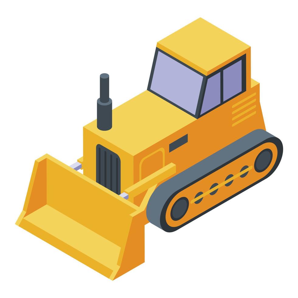 icône de bulldozer tracteur cawler, style isométrique vecteur