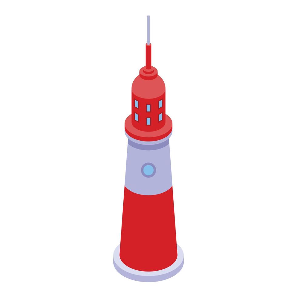 icône de phare rouge, style isométrique vecteur