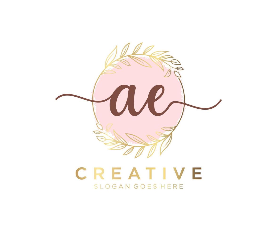 initiale ae logo féminin. utilisable pour les logos nature, salon, spa, cosmétique et beauté. élément de modèle de conception de logo vectoriel plat.