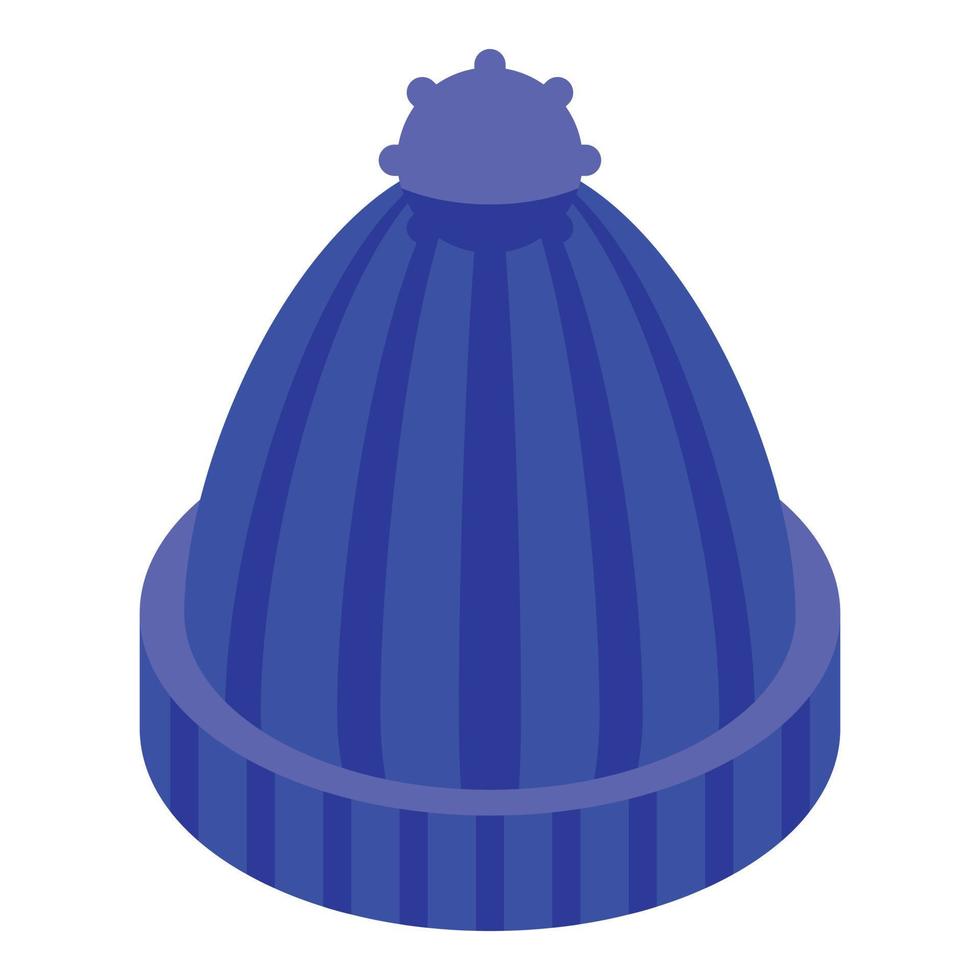 icône de chapeau de laine bleue, style isométrique vecteur