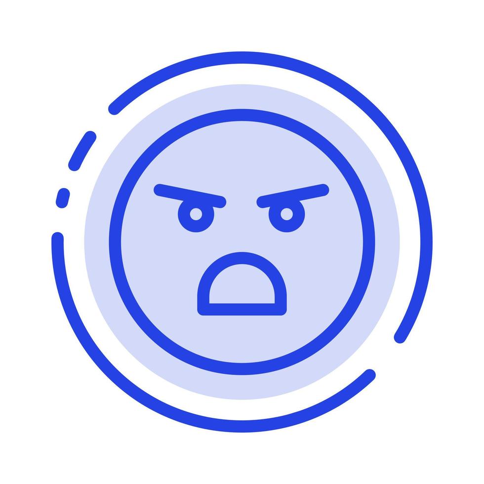 emojis émotion faible sentiment icône de ligne pointillée bleue vecteur