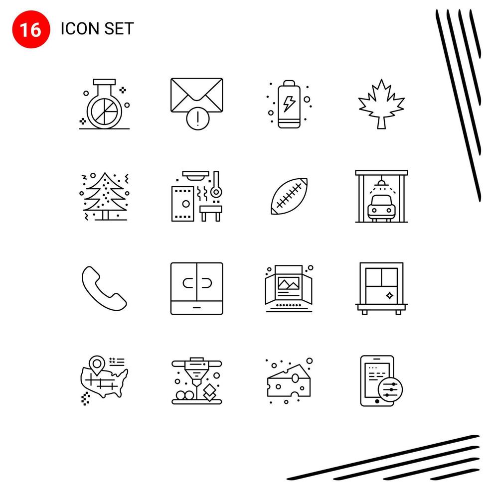 pack de 16 contours créatifs d'arbre de noël batterie feuille de noël éléments de conception vectoriels modifiables vecteur