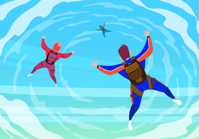 Skydiver Flying in the Sky Vector
