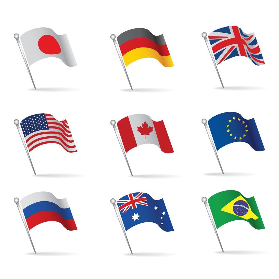 ensemble de vecteurs plats de proportions officielles de drapeaux du monde vecteur