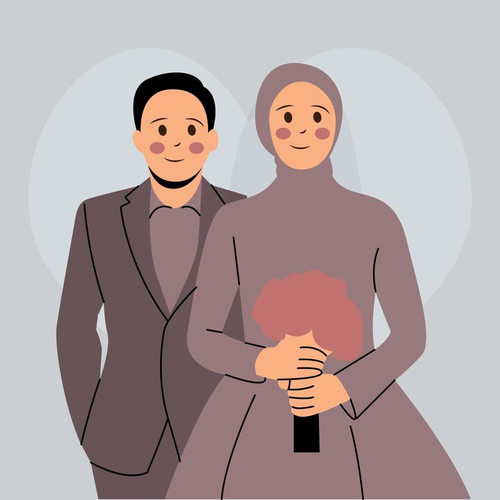 illustration de couple de mariage mariée musulmane vecteur