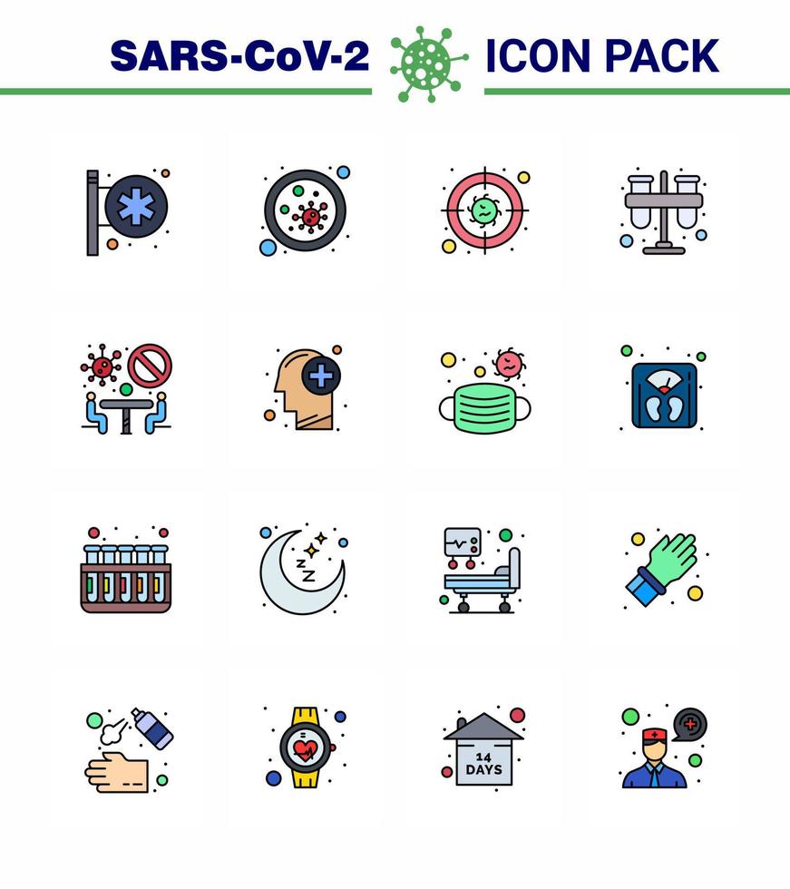 icônes de sensibilisation au coronavirus 16 icône de ligne remplie de couleur plate virus corona grippe liée comme les tubes virus de laboratoire virus du chimiste coronavirus viral 2019nov éléments de conception de vecteur de maladie