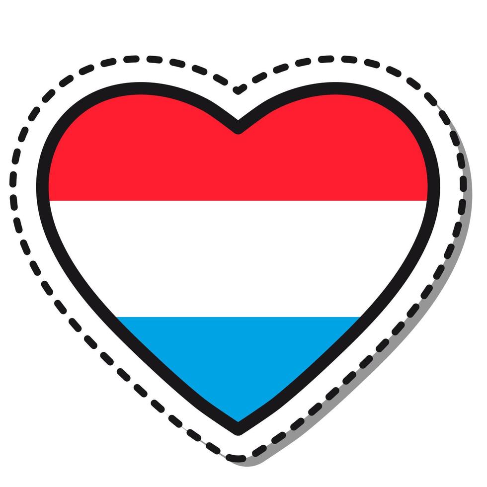autocollant coeur drapeau luxembourgeois sur fond blanc. insigne d'amour de vecteur vintage. élément de conception de modèle. fête nationale. signe de voyage.