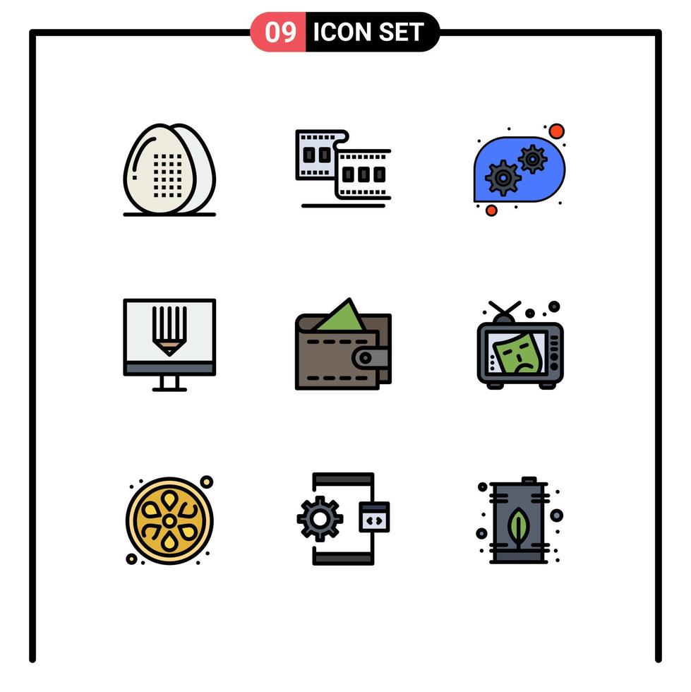 interface mobile ligne remplie ensemble de 9 pictogrammes de conception de bande de développement de trésorerie codage éléments de conception vectoriels modifiables vecteur