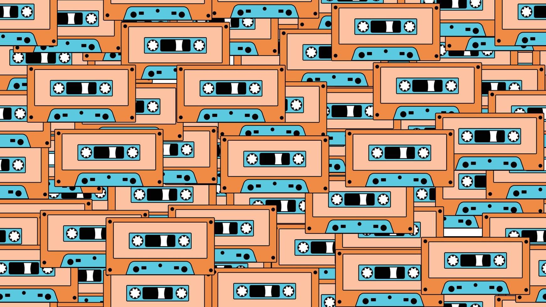 modèle sans couture sans fin avec des cassettes audio de musique vieux hipster vintage rétro des années 70, 80, 90 isolé sur fond blanc. illustration vectorielle vecteur