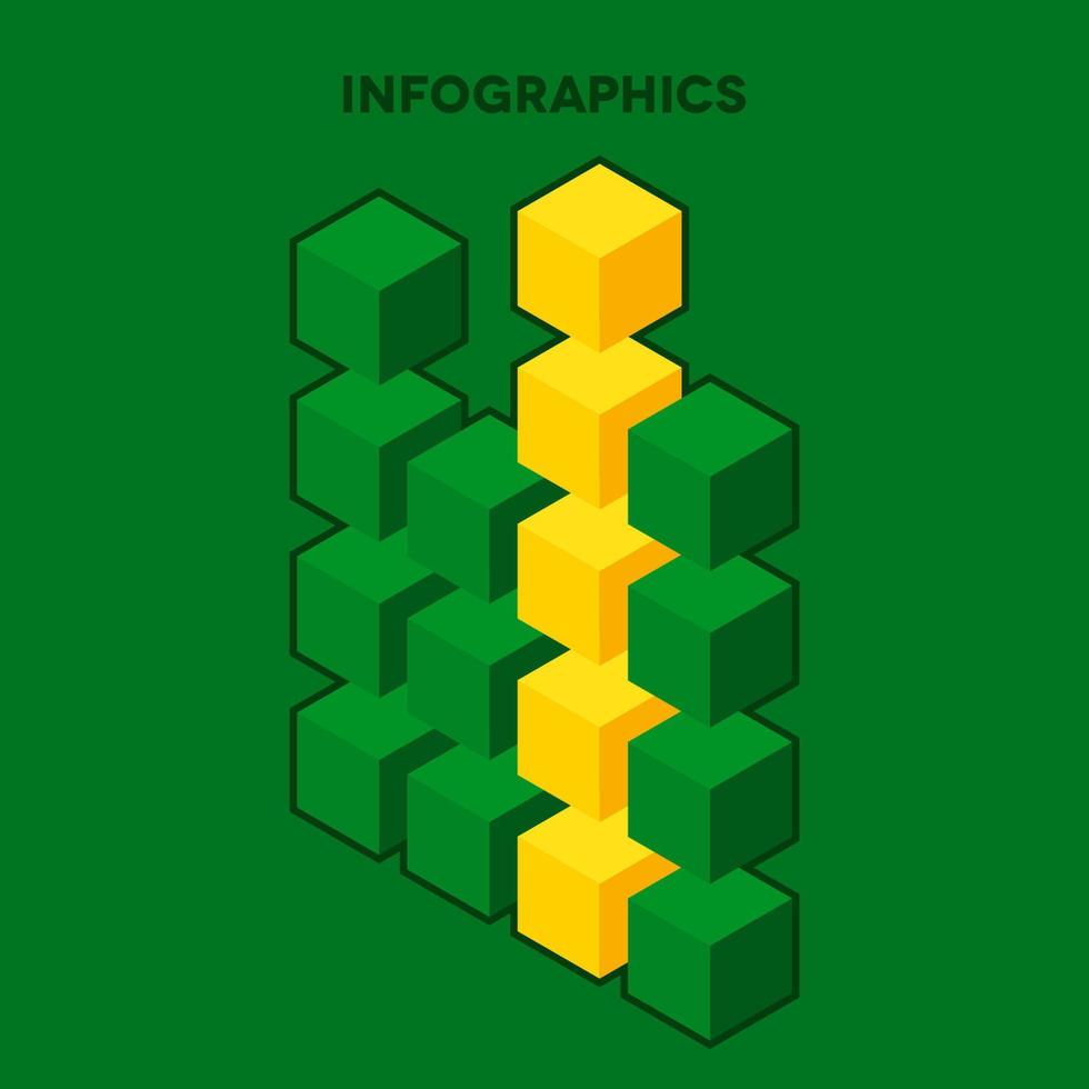 infographie à plat avec des cubes et des structures câblées vecteur