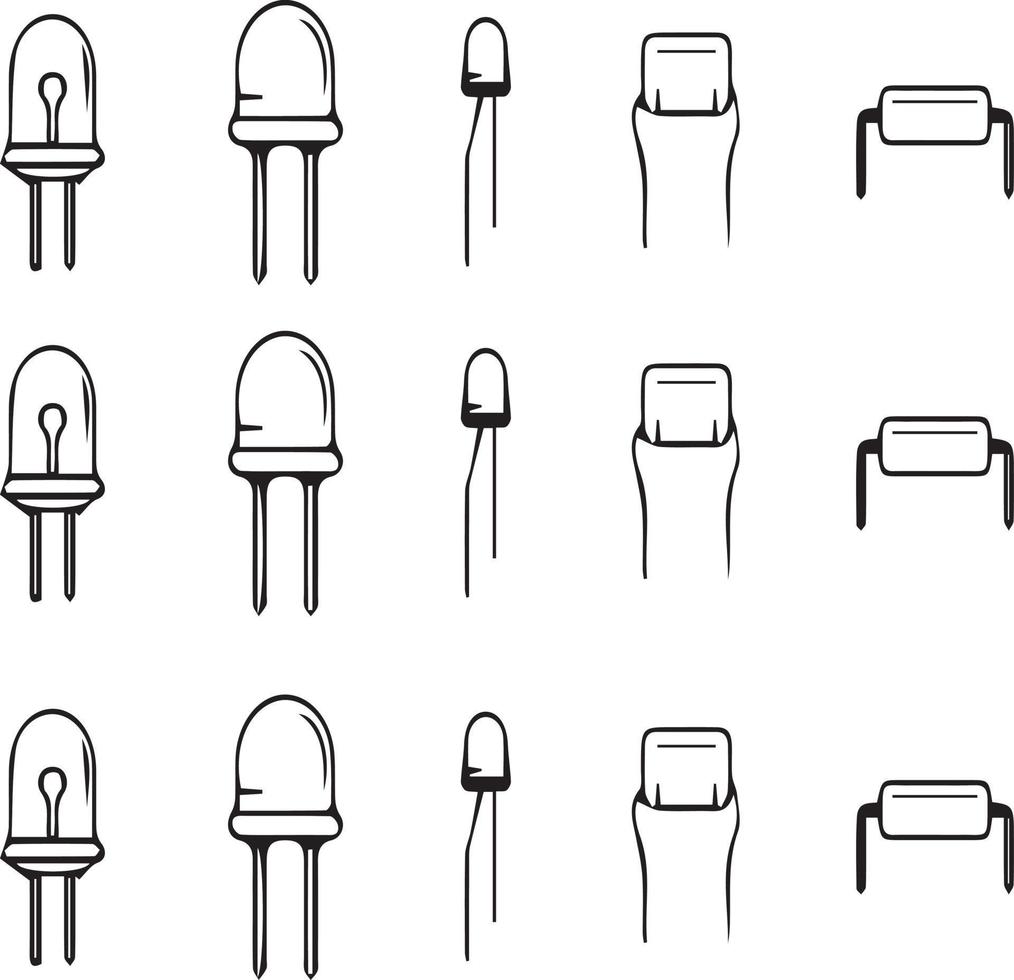 conceptions de composants électriques simples réalisées avec différentes lignes, formes et structures vecteur