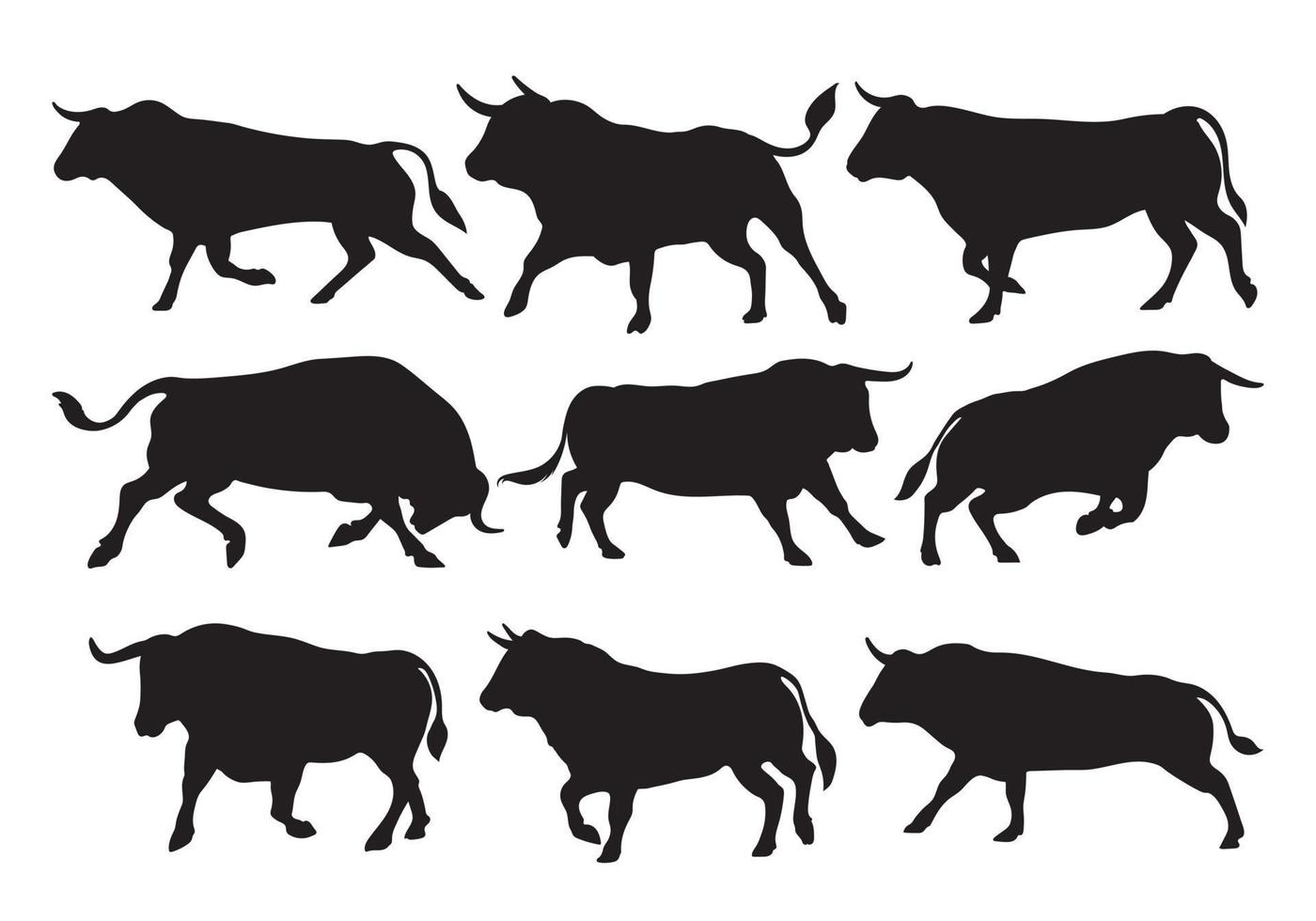 illustration de silhouette de taureau d'animaux dessinés à la main de vecteur libre
