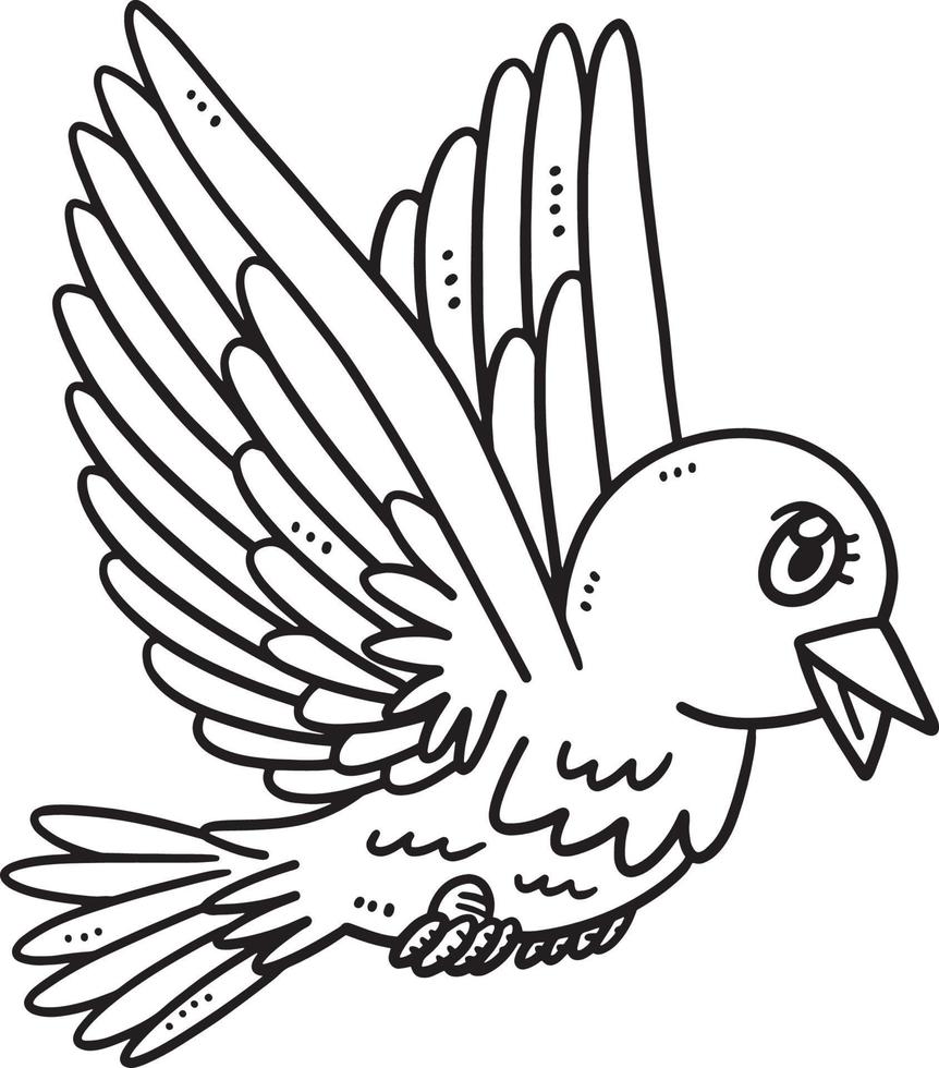 oiseau volant isolé page de coloriage pour les enfants vecteur