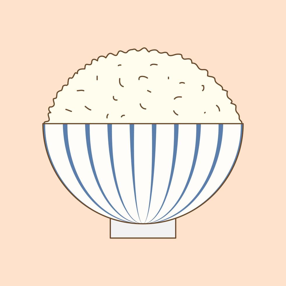 un bol de doodle de dessin animé de riz blanc vecteur