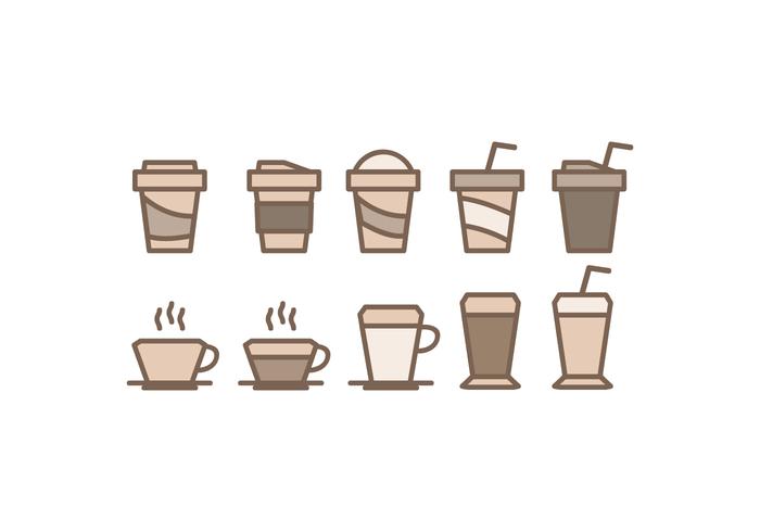 Icônes des tasses de café vecteur