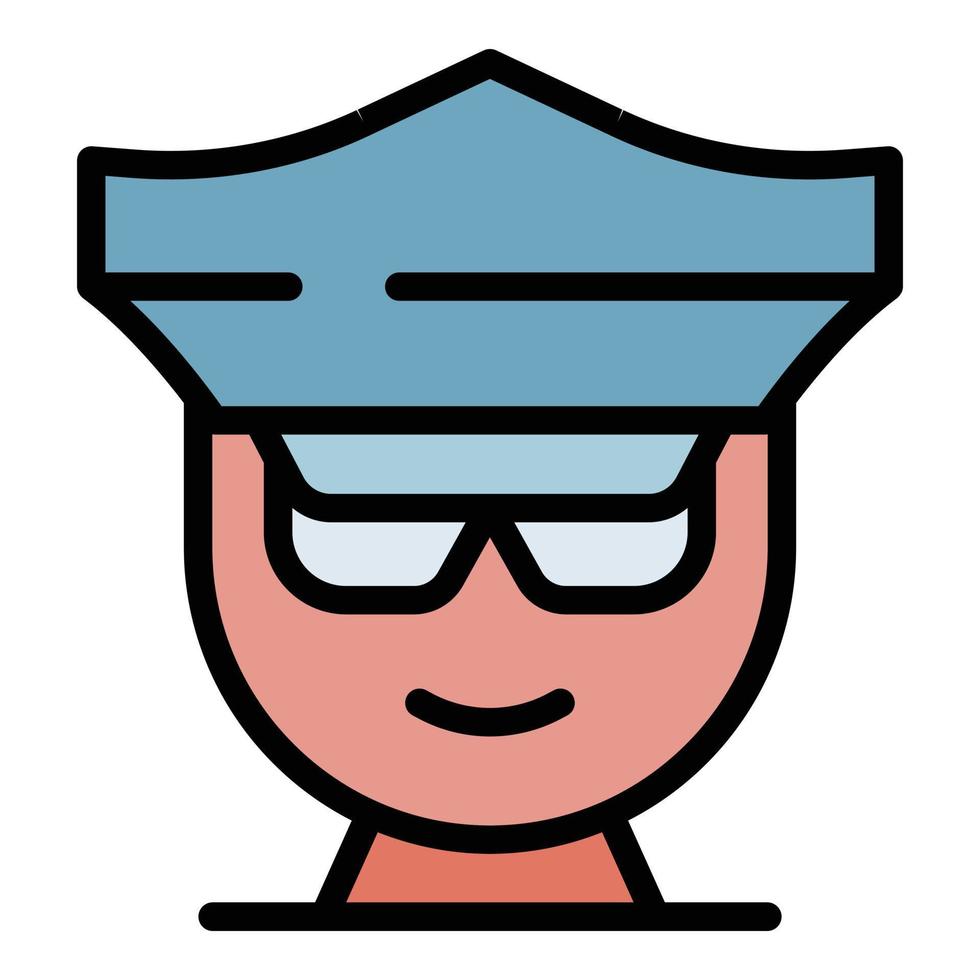 vecteur de contour de couleur icône avatar policier