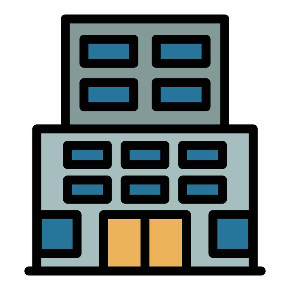prison, bâtiment, icône, couleur, contour, vecteur