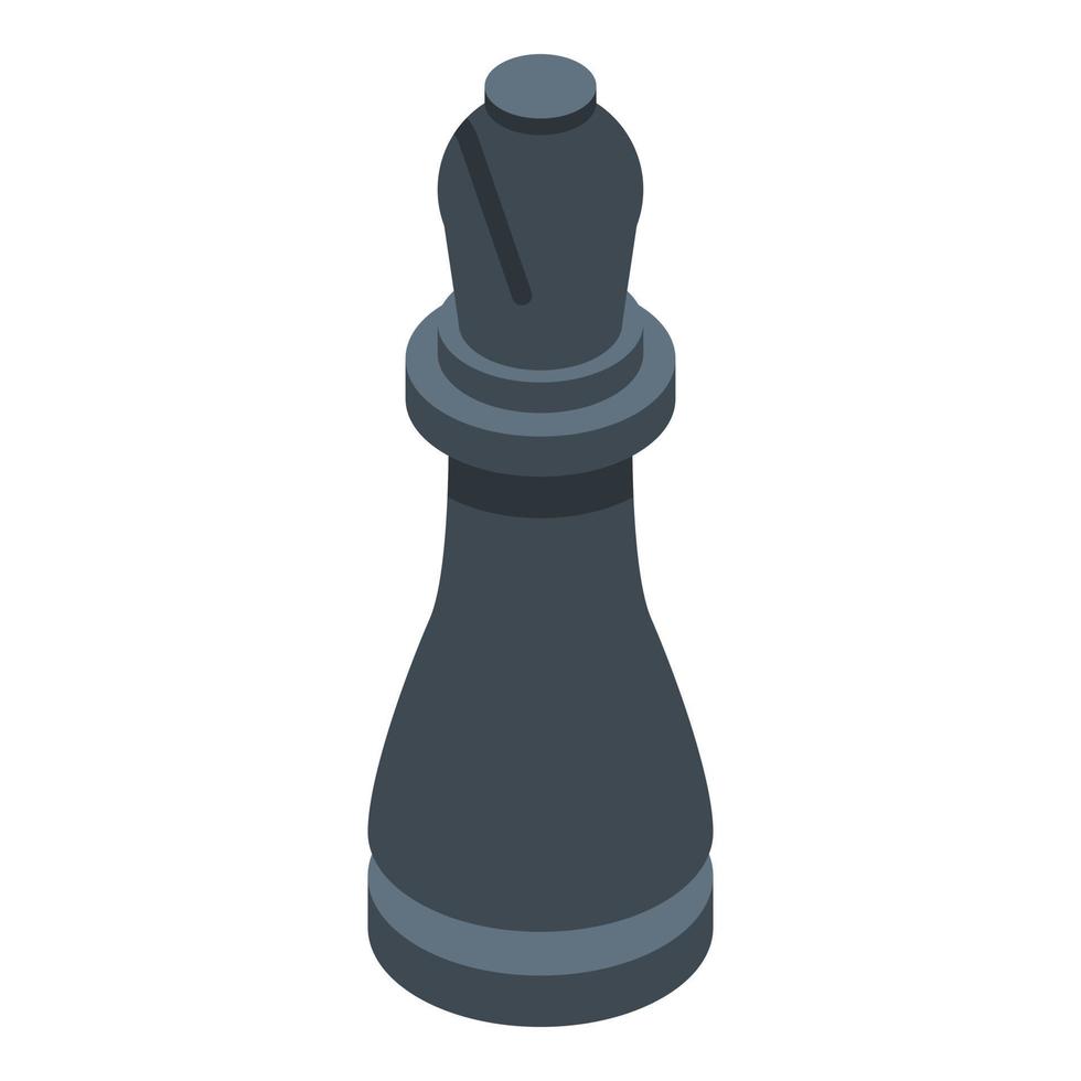 icône d'évêque d'échecs noir, style isométrique vecteur