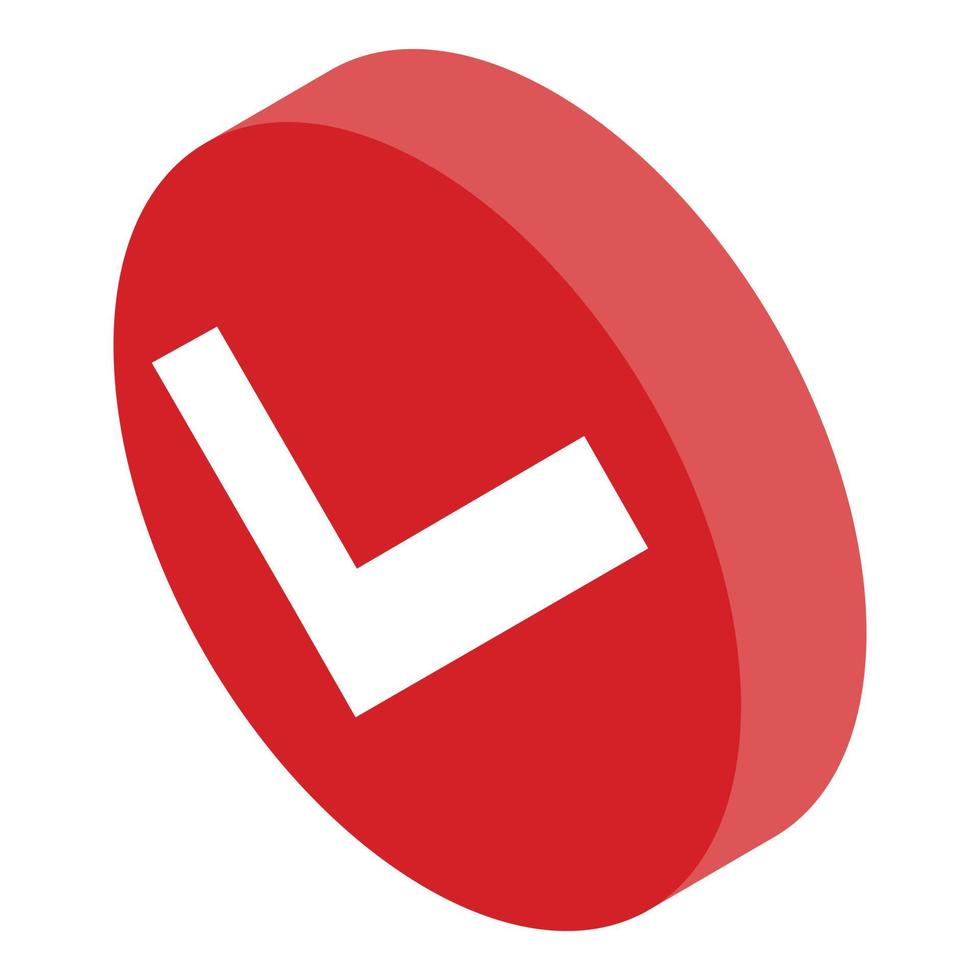 icône de signe approuvé rouge, style isométrique vecteur