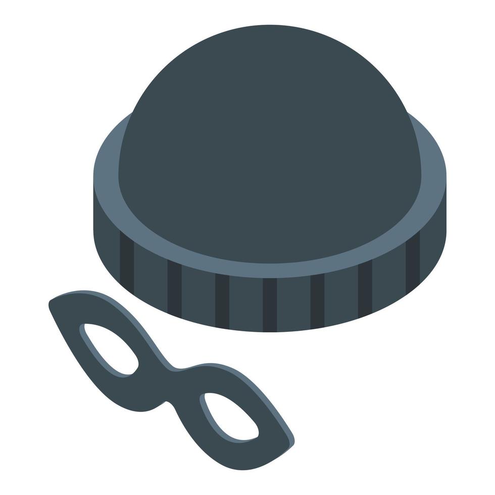 vecteur isométrique d'icône de masque de chapeau incognito. voleur espion