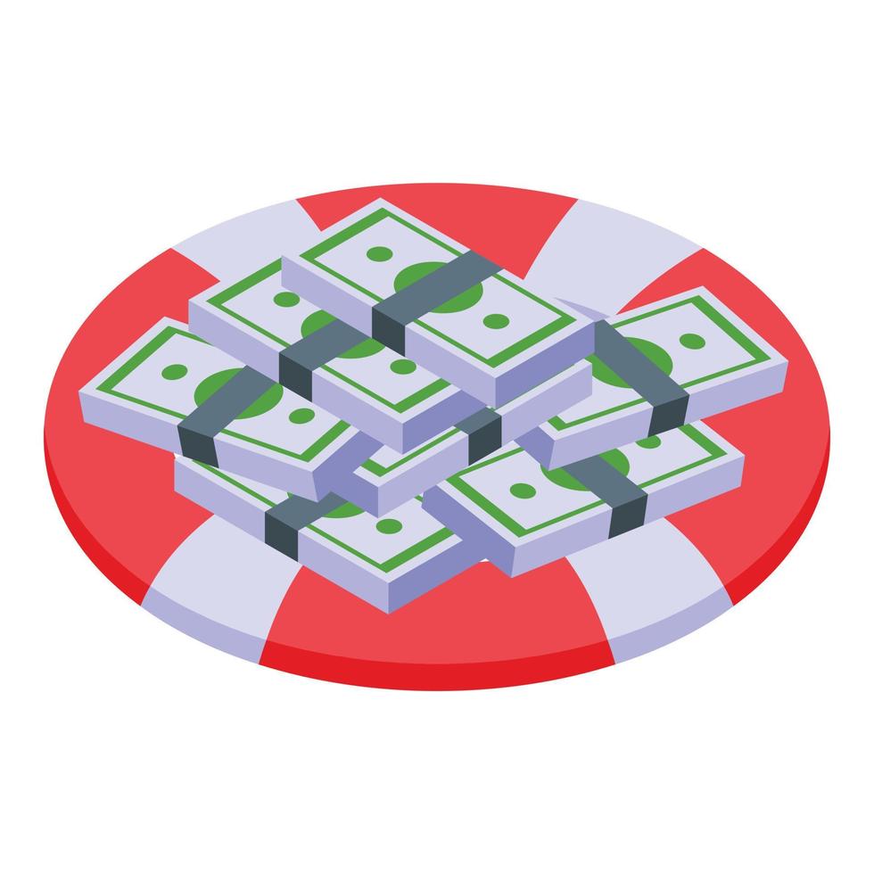 vecteur isométrique d'icône de soutien en espèces de casino. investisseur d'argent