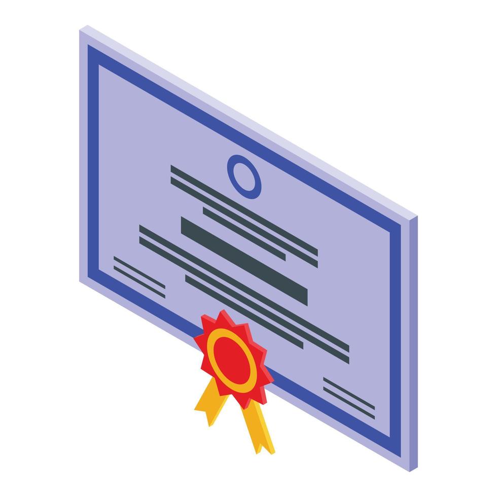 vecteur isométrique d'icône de diplôme de fin d'études. certificat d'entreprise