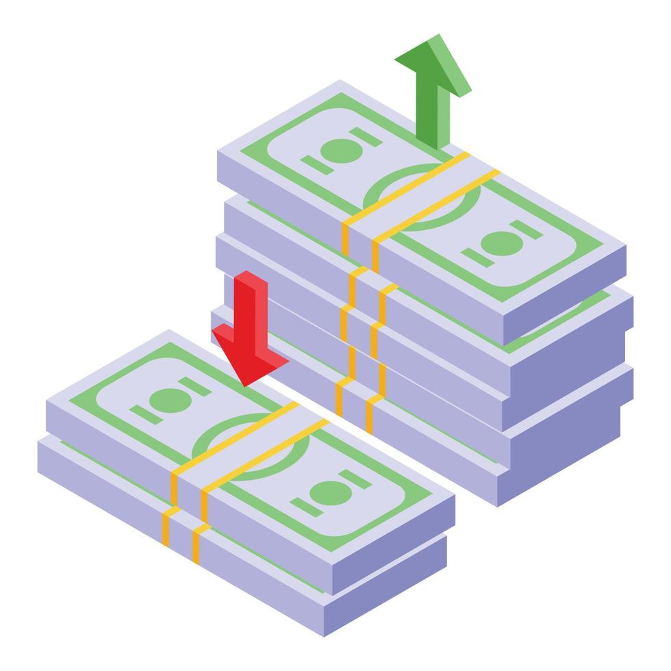 vecteur isométrique d'icône de pack de trésorerie d'argent. tas de pile