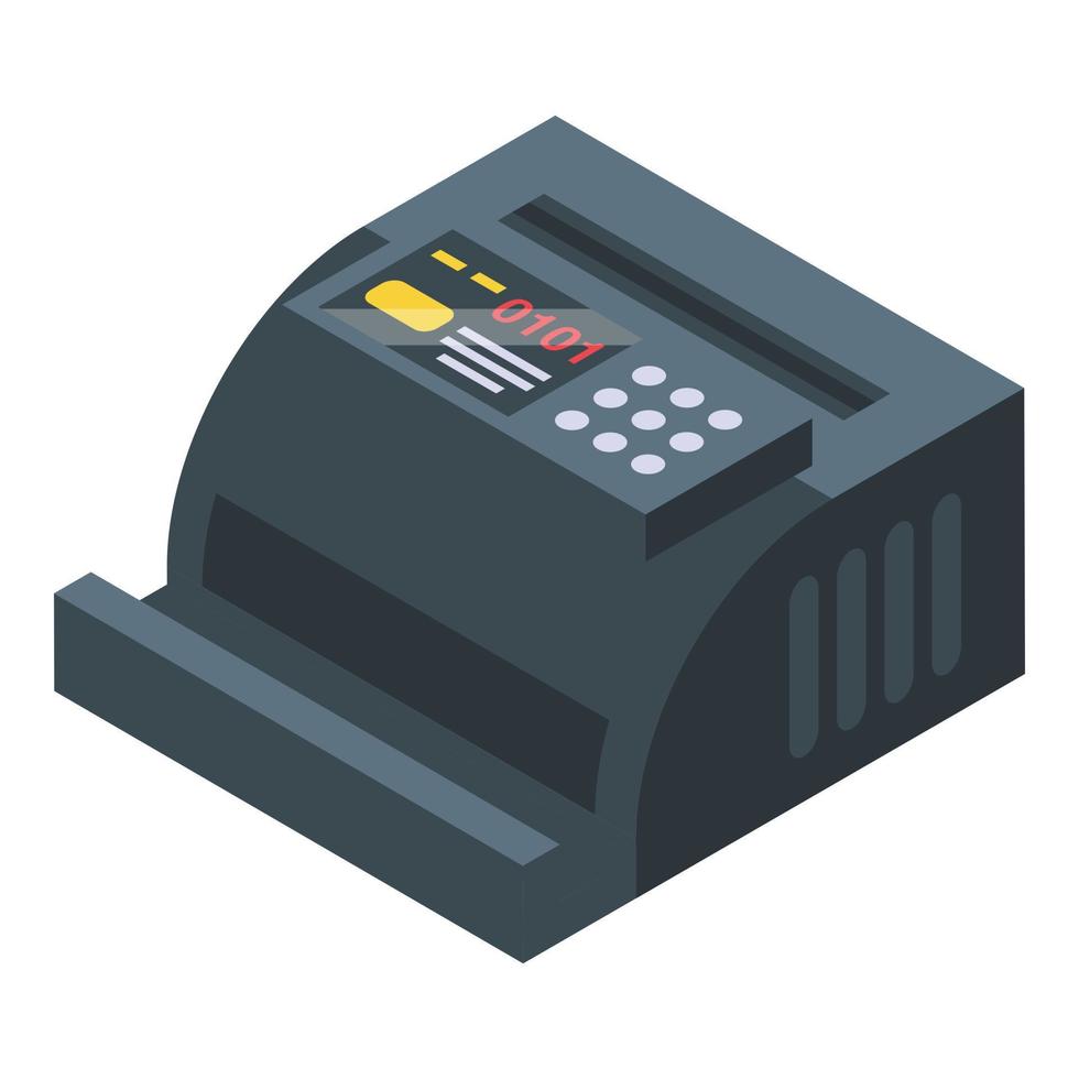 vecteur isométrique d'icône de machine de comptage de trésorerie. argent comptant