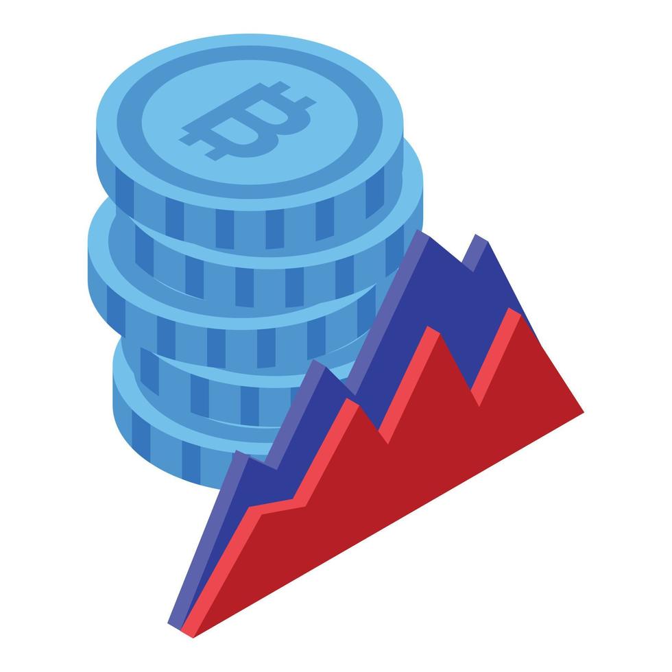 icône graphique de trésorerie bitcoin, style isométrique vecteur