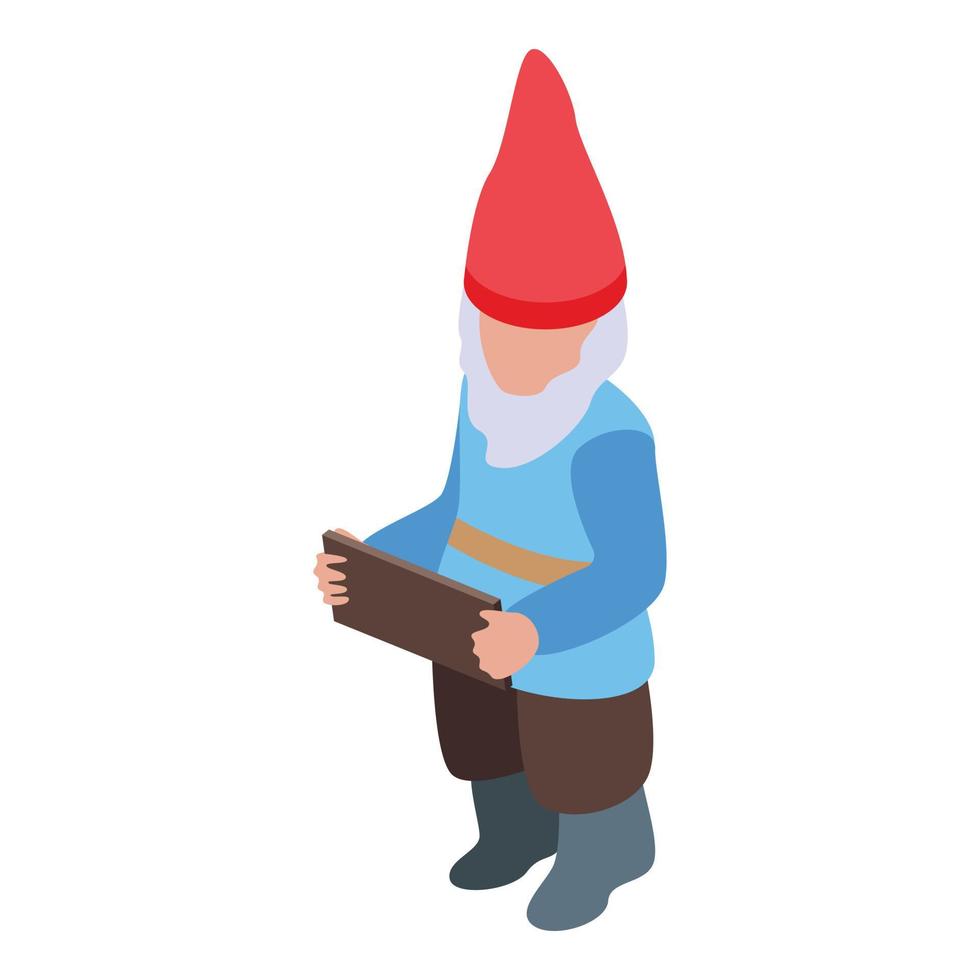 gnome avec icône de signe, style isométrique vecteur