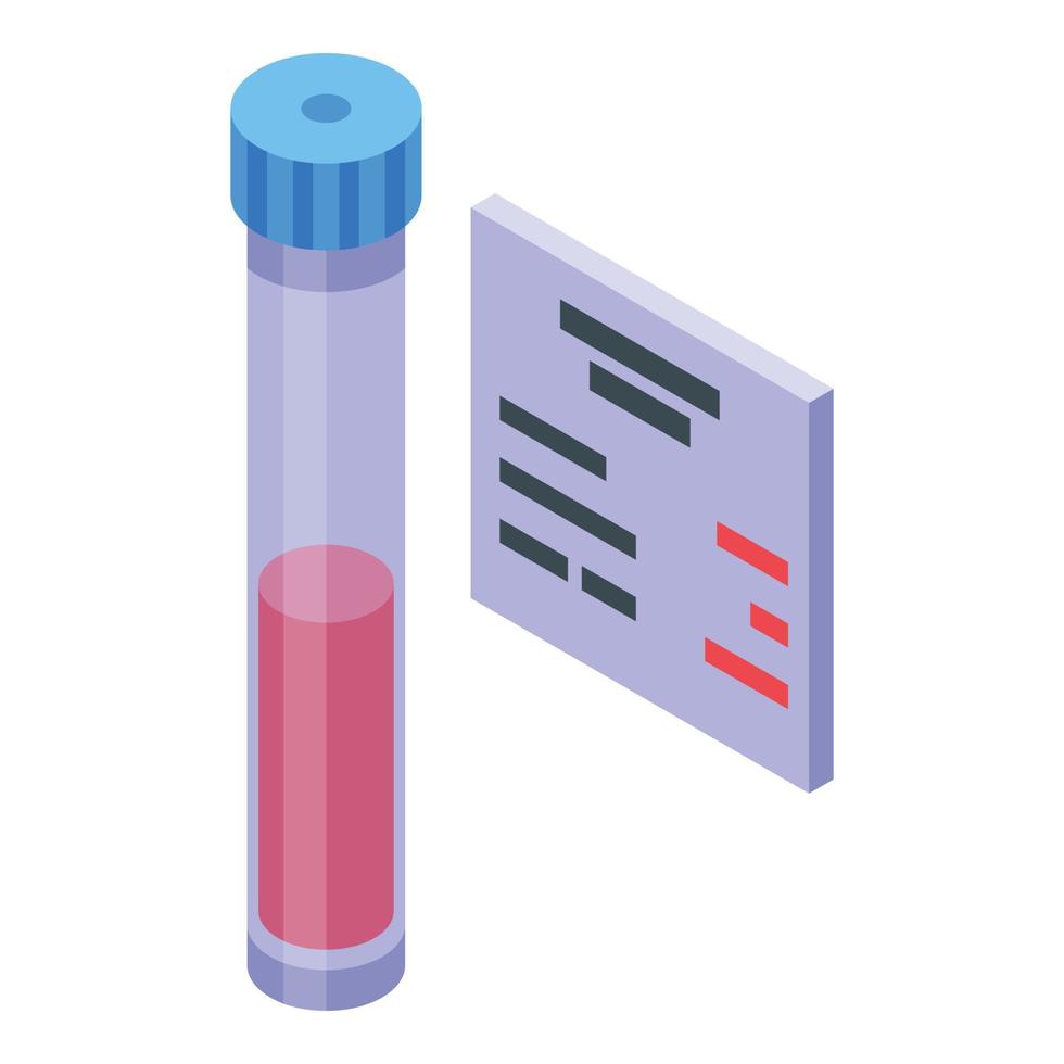 icône de carte patient électronique de test sanguin, style isométrique vecteur