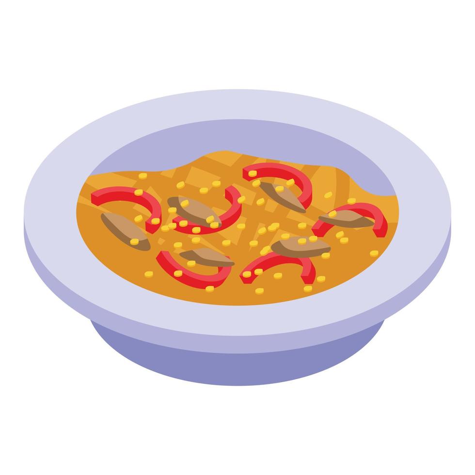 icône asiatique du menu wok, style isométrique vecteur