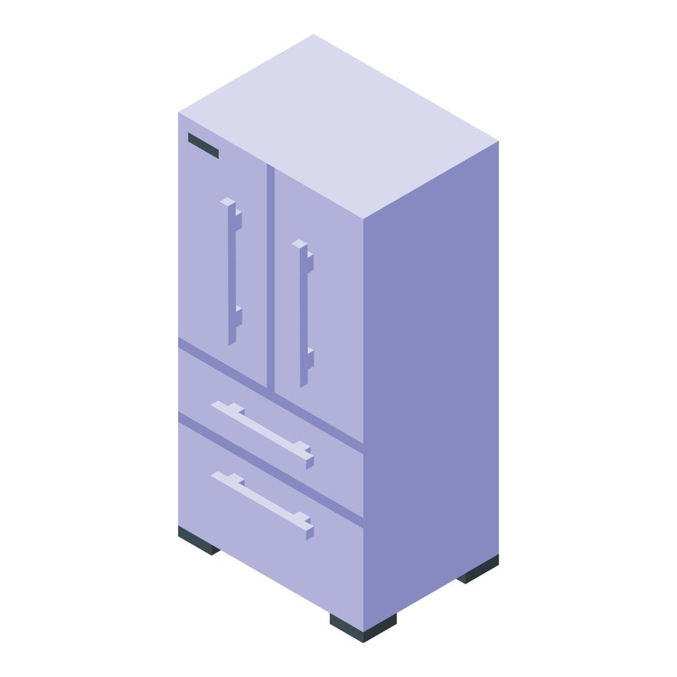 icône de réfrigérateur en acier de cuisine, style isométrique vecteur