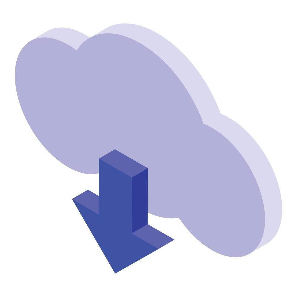 icône de nuage de téléchargement de bureau à domicile, style isométrique vecteur