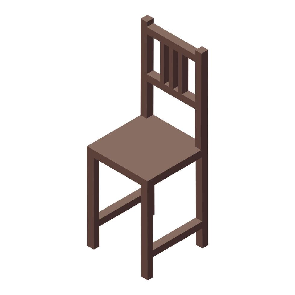 icône de chaise en bois de bureau à domicile, style isométrique vecteur