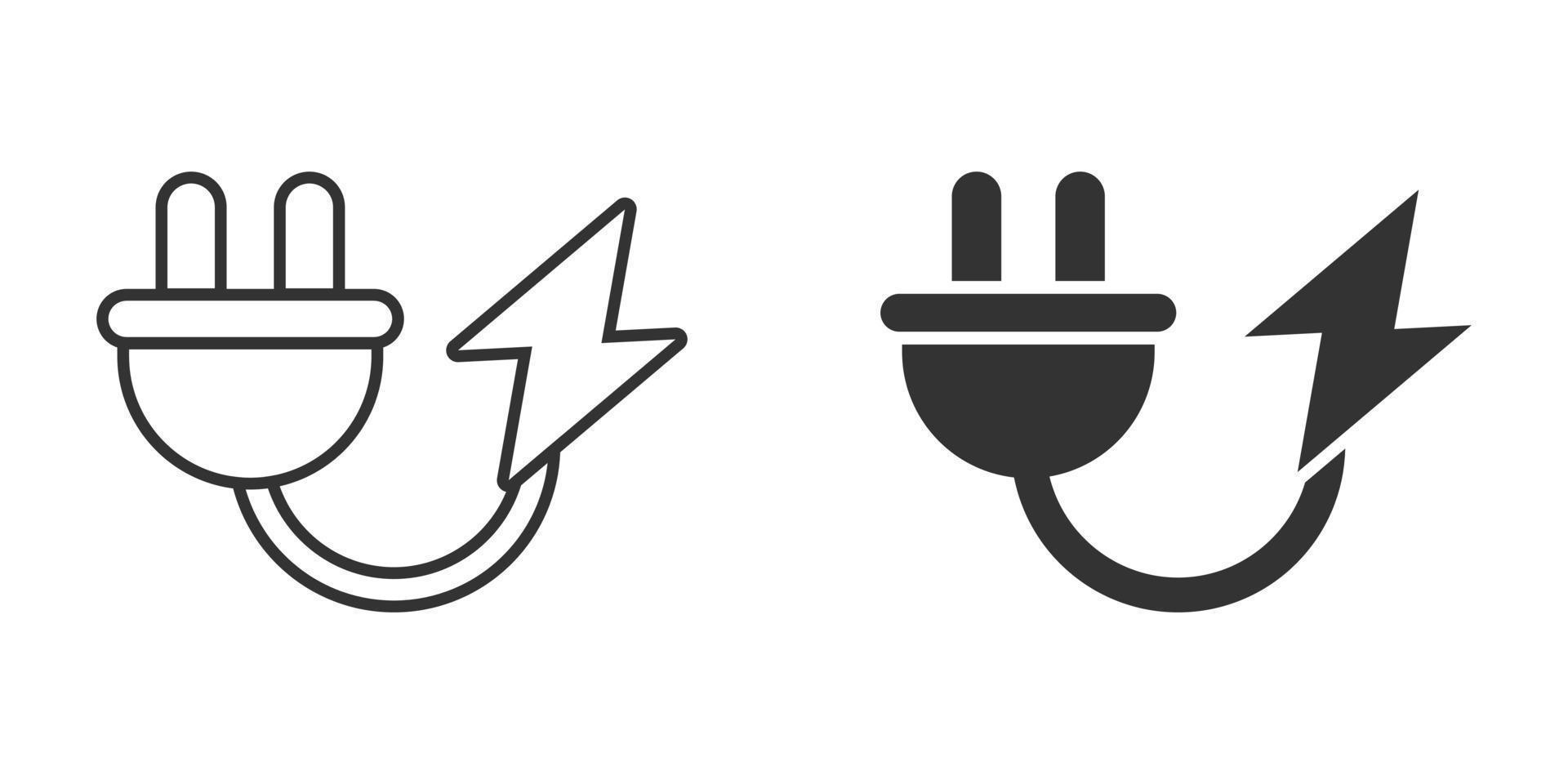 icône de prise électrique dans un style plat. illustration vectorielle de l'adaptateur secteur sur fond blanc isolé. concept d'entreprise de signe d'électricien. vecteur