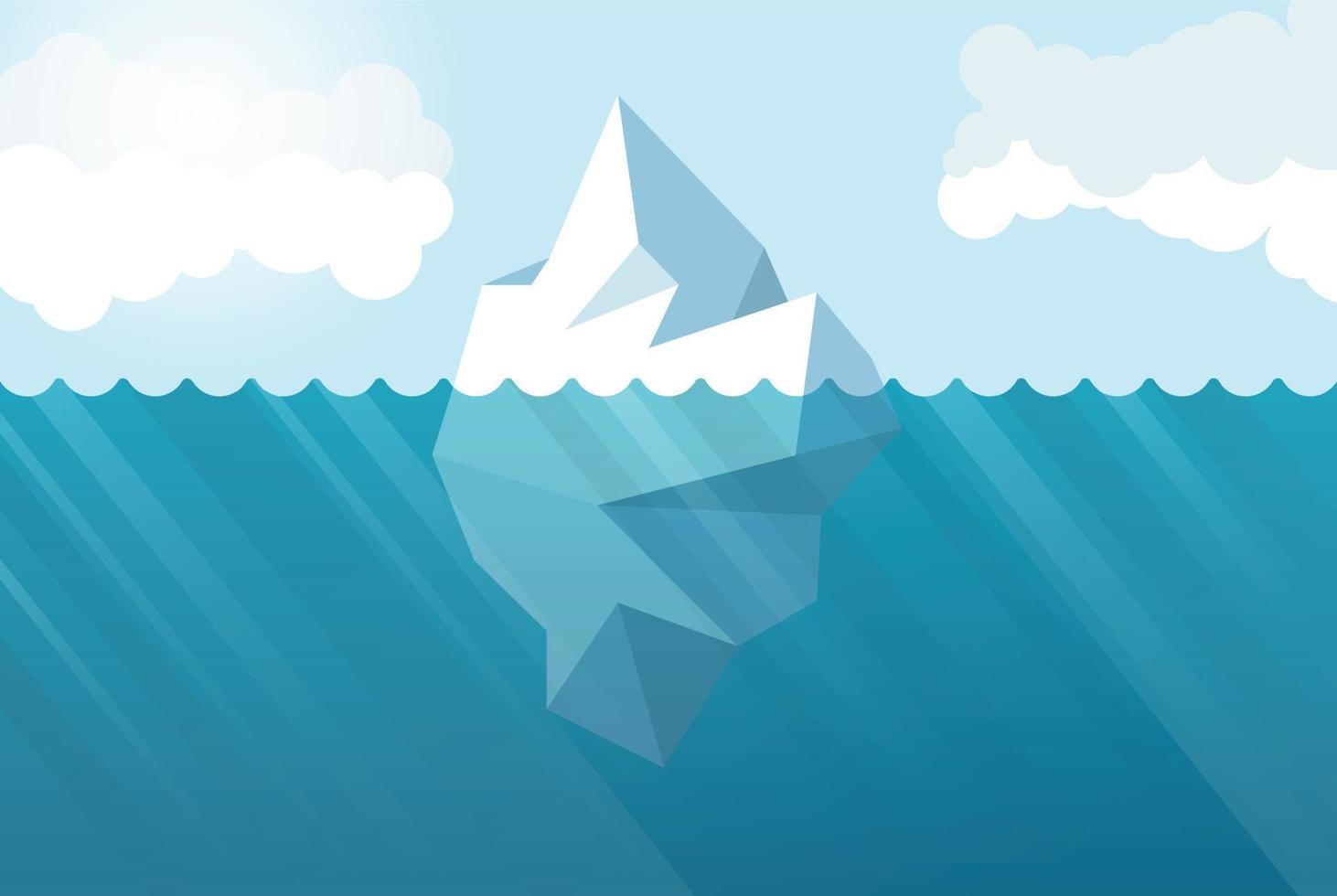 icône d'iceberg sous-marin dans un style plat. illustration vectorielle de paysage marin de berg sur fond isolé. concept d'entreprise de signe d'écologie de l'antarctique. vecteur