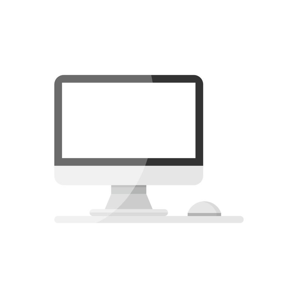 ordinateur personnel dans un style plat. illustration vectorielle de pc de bureau sur fond isolé. surveiller le concept d'entreprise de signe d'affichage. vecteur