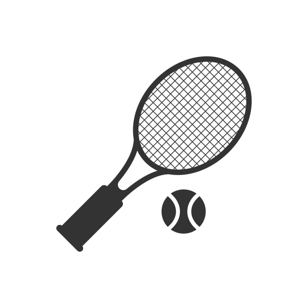 icône de raquette de tennis dans un style plat. illustration vectorielle de raquette de jeu sur fond isolé. concept d'entreprise de signe d'activité sportive. vecteur