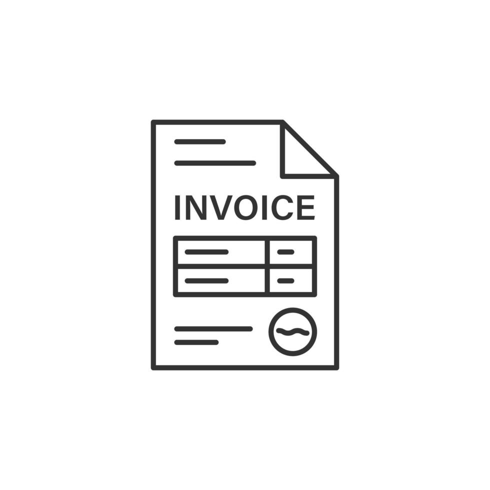 icône de facture dans un style plat. illustration vectorielle de document de transaction sur fond isolé. concept d'entreprise de signe de formulaire d'impôt. vecteur