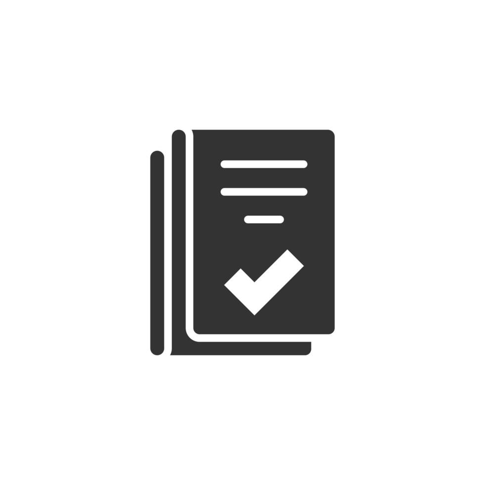 icône de liste de contrôle de document dans un style plat. rapport illustration vectorielle sur fond blanc isolé. concept d'entreprise de feuille de papier. vecteur