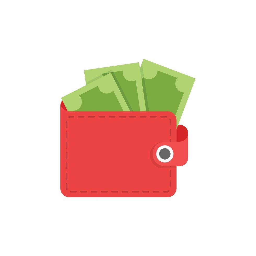 portefeuille avec icône d'argent dans un style plat. illustration vectorielle de paiement en ligne sur fond isolé. concept d'entreprise de signe de trésorerie et de sac à main. vecteur